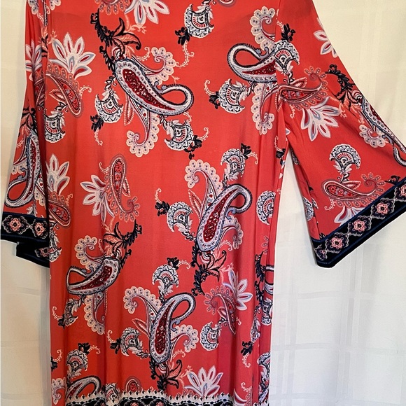 Sandra Darren women’s size 8 Paisley, coral color and blue - Picture 5 of 6